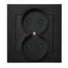SONATA Gniazdo podwójne bez uziemienia z przesłonami z ramką czarny metalik GP-2RP/33 OSPEL