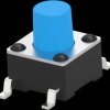 Short-stroke pushbutton, 1 Form A (N/O), 50 mA/24 VDC, unlit , actuator (blue), 100 g, SMD, 1-1977223-6