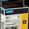 S0718580 DYMO IND tape, vinyl, 9 mm, black/white