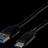 11459010 USB 5-Gbps cable, USB-A connector to USB-C connector, black, 0.5