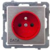 SONATA Gniazdo pojedyncze z/u DATA z przesłonami stal inox GP-1RMZDP/m/37