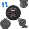 Ładowarka USB 12-24V /5V 1A 2A LED RED, montażowa z klapką,