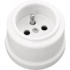 Gniazdo pojedyncze natynkowe 2P+Z Retro ceramic 16A-250V~, białe