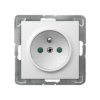 IMPRESJA Gniazdo pojedyncze z uziemieniem z przesłonami białe GP-1YZP/m/00 OSPEL