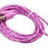 USB to Micro USB Braided Cable 2m - Pink [Discontinued]