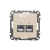 Gniazdo komputerowe podwójne RJ45 kat. 5e STP, beżowy, Sedna Design i Elements SDD112452S