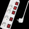 LPS252 Socket outlet, four sockets, 1.5 m, with 5 switches, white