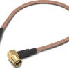 Coaxial cable, SMB plug (angled) to SMB jack (straight), 50 Ω, RG-316/U, grommet black, 152.4 mm, 65503110515301