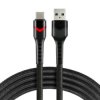 Kabel przewód pleciony USB - USB-C / Typ-C RGB LED everActive CBB-2CBR 200cm z obsługą szybkiego ładowania do 3A czarny