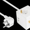 SW01-W020 Socket cube, 2m, 3x safety socket, USB-C and USB-A socket, white