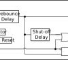 Automotive delay generator with 100ms debounce timer