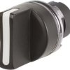 Toggle switch, 2 switching positions, unlit, latching, waistband round, black/white, front ring black, 90°, mounting Ø 22.3 mm,