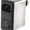 Gniazdo zasilające IEC z filtrem przeciwzakłóceniowym1 1A C14 Schaffner Zatrzask 5 x 20mm