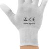 Gloves, with PU-coated fingertips, polyester, gray/white, XS, C-199 2817DR-2XS