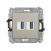 MINI Mechanizm gniazda podwójnego 2xUSB A-A 3.0, bez pola opisowego taupe 60MGUSBBO-6