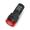 Kontrolka 230V AC - 28mm - czerwona z buzzerem