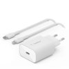 Belkin BoostCharge Pro Ładowarka sieciowa USB C, Power Delivery, PPS, 25W + kabel Lightning, biała