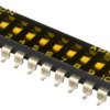 Przełącznik DIP 10-pozycyjny SPST SMD 100 mA przy 50 V DC (liniowy), 25 mA przy 24 V DC (impulsowy) -20 → +85°C