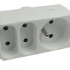 Rozgałęźnik sieciowy 2 gniazda płaskie 1 gniazdo okrągłe