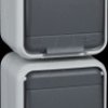 ELG445419 Socket, 2-gang, 16A, IP44, vertical, AquaTop, plug-in terminal