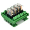 ELECTRONICS-SALON DIN Rail Mount AC/DC 24V Control 4 SPDT 16Amp Pluggable Power Relay Module.