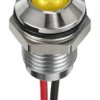 Lampka kontrolna do montażu panelowego 12V dc, Żółta 8mm LED Chrom Wyprowadzenia RS PRO