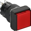 Pushbutton, illuminable, groping, 1 Form C (NO/NC), waistband square, red, front ring black, mounting Ø 16 mm, XB6ECW4B1P