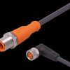 Sensor actuator cable, M12 cable plug, straight, A to M8 cable socket, angled, A, 3 pole, 0.3 m, PUR, black, 3 A, EVC225