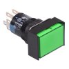 AL6H-M24PGC Green 16mm 24V Momentary Rectangle illuminated Push Button Switch IP65 DPDT
