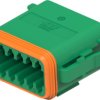 Socket, 12 pole, straight, 2 rows, green, DT06-12SC