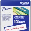 Taśma do nadruku Brother TZe TZe-232 PET Kolor taśmy: biały Kolor nadruku:czerwony 12 mm 8 m