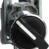 Toggle switch, unlit, groping, 1 Form A (N/O), waistband round, black, front ring silver, 2 x 90°, mounting Ø 22 mm, XB4BD41