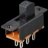 Miniature slide switch, soldered connection, 2 x ON/ON, black
