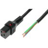 Power cord, International, C19 socket, straight on open end, H05VV-F3G1.5 mm², black, 2 m, IL19-SE-H05-3150-200
