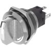 Illuminated momentary action pushbutton, illuminable, latching, 1 Form C (NO/NC), waistband round, front ring silver, 90°, mount