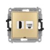 ICON Mechanizm gniazda HDMI 2.1, 8K + gniazda komp. poj. 1xRJ45, kat. 6A, 8-stykowy, bez pola opisowego złoty 29IGHKBO-86A