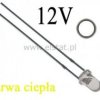 LED 3mm biała, 12V ( ciepła), kąt świecenia 30°