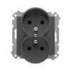 Simon 55 Gniazdo wtyczkowe podwójne z uziemieniem z przesłonami (moduł) 16 A, 250 V~, szybkozłącza Grafitowy mat TGZ2MCZ.01/116