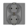 MINI Gniazdo podwójne z uziemieniem SCHUKO 2x(2P+Z) (bez przesłon torów prądowych) szary mat 27MGP-2s