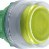 Pushbutton, with protective cap, unlit, groping, waistband round, yellow, front ring light gray, mounting Ø 22 mm, ZB5APA5C0