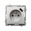 SONATA Gniazdo pojedyncze z uziemieniem z przesłonami z ładowarką USB A+C 230 V srebro mat GP-1RZPUSBAC/m/38 OSPEL