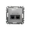 SEDNA DESIGN & ELEMENTS Gniazdo komputerowe 2xRJ45 kat.5e UTP srebrne aluminium SDD113452 SCHNEIDER ELECTRIC