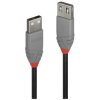 LINDY 36700 USB cable USB 2.0 USB-A plug USB-A socket 0.20m Black Grey