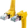 Patch cable, RJ45 plug, angled to RJ45 plug, angled, Cat 6A, S/FTP, PUR, 10 m, yellow, 09488484745100