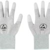 TRU COMPONENTS TC-12539844 Rękawice ESD jasnoszary Rozmiar ubrania: M Włókno poliamidowe, Powłoka PU 1 par(a)