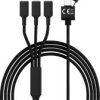 Kabel ładujący 5 w 1 z wtyczką combo USB i USB-C® do Micro-USB, USB-C® i Lightning, 120 cm, czarny