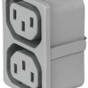 Panel socket 2-fold F, 3 pole, snap-in, plug-in connection, gray, 3-103-837