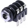6.35 mm jack panel socket, 3 pole (stereo), solder connection, plastic, NMJ6HC-S