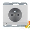 BERKER K.5 Gniazdo pojedyncze z uziemieniem i podświetleniem orientacyjnym LED aluminium 6765107003 HAGER