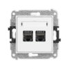 MINI Mechanizm gniazda komputerowego podwójnego 2xRJ45, kat. 7, ekranowane, 8-stykowy biały mat 25MGK-10